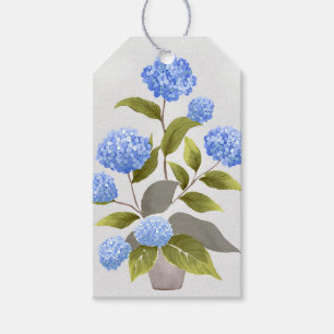 Etiqueta Para Presente Planta de Hortênsia Azul Aquarela Floral Bonita