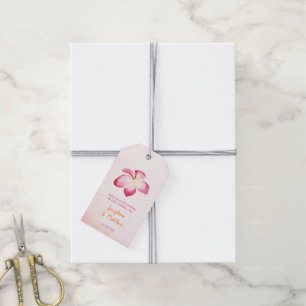 Etiqueta Para Presente Plumeria Pink Watercolor Branca