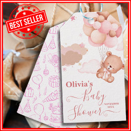 Etiqueta Para Presente Podemos Esperar Chá de fraldas De Urso Rosa