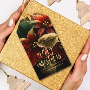 Etiqueta Para Presente Poinsétias Feliz Natal Férias