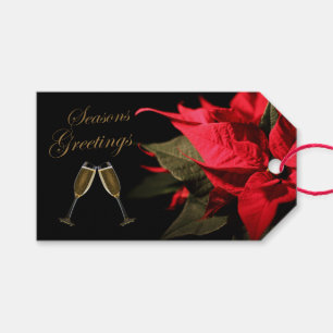 Etiqueta Para Presente Poinsettia e Champanhe