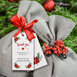 Etiqueta Para Presente Poinsettia Floral Buquê, Casamento Obrigado