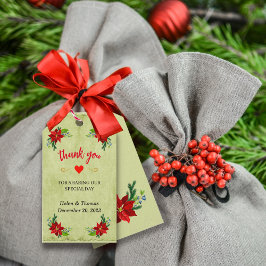 Etiqueta Para Presente Poinsettia Floral Buquê, Vintage Obrigado
