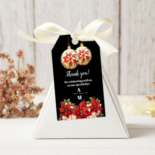 Etiqueta Para Presente Poinsettia Floral Rústica Noiva de Natal