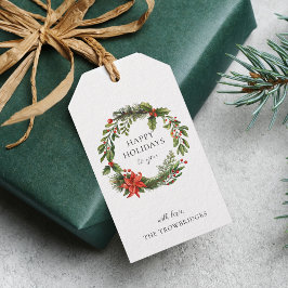 Etiqueta Para Presente Poinsettia Greenery Feriados de Natal Feriados Fer