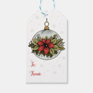 Etiqueta Para Presente Poinsettia Ornamento da Flor de Natal