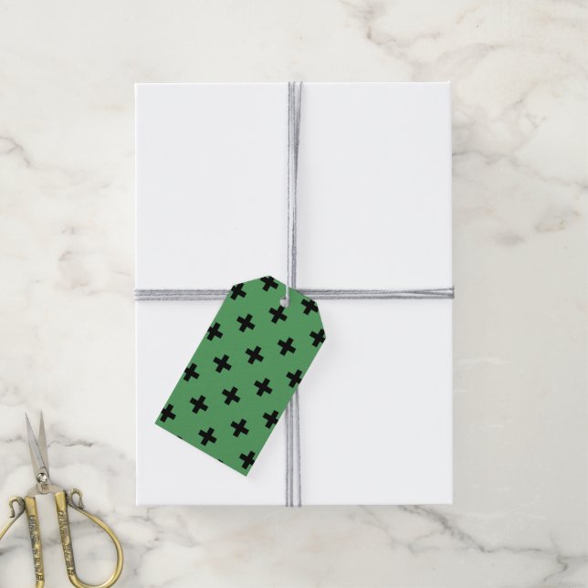 Etiqueta Para Presente Polka negra cruza em verde (Com cordão)