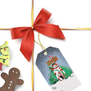 Etiqueta Para Presente Pólo Norte Boneco de Neve Dragão Pinguim Natal