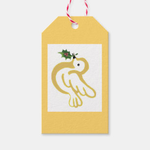 Etiqueta Para Presente Pomba de paz de Natal com Holly