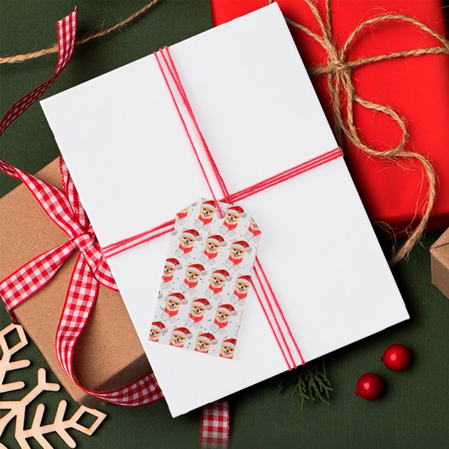 Etiqueta Para Presente Pomeranian Dog Breed Christmas Stars (Criador carregado)