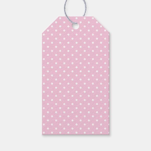 Etiqueta Para Presente Pontinho Clássico Branco - Rosa Claro (Frente)