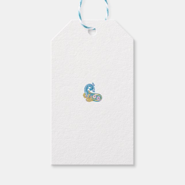 Etiqueta Para Presente Ponto, Sherpa Blue, Ouro Design (Frente)