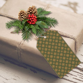 Etiqueta Para Presente Pontos E Círculos Verdes E Dourados Escuros