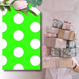 Etiqueta Para Presente Pontos Grandes Brancos Verde Neon