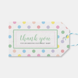 Etiqueta Para Presente Pontos Polka Pastel Suave Obrigada Chá de Bebê
