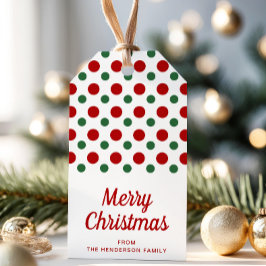 Etiqueta Para Presente Pontos Vermelhos Modernos Natal Alegre