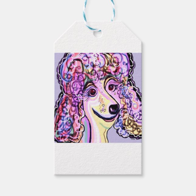 Etiqueta Para Presente Poodle de lavanda (Frente)