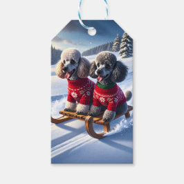 Etiqueta Para Presente Poodles Sled Ride Christmas