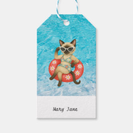 Etiqueta Para Presente Pool Birthday Party for Cat Lovers with name