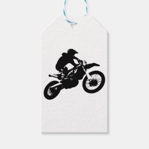 Etiqueta Para Presente Pop de Arte Branca Negra Motocross Motorcyesporte