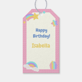 Etiqueta Para Presente Pop de Garota, Fidget Birthday