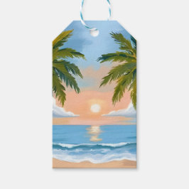 Etiqueta Para Presente Pôr do Sol da Palmeira | Casamento na Praia Tropic