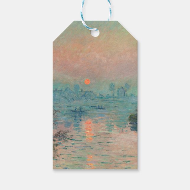 Etiqueta Para Presente Pôr do sol de Monet no Impressionismo de Arte Fina (Frente)