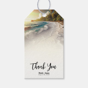 Etiqueta Para Presente Pôr do Sol na Praia Paradisíaca Casamento Rústico 