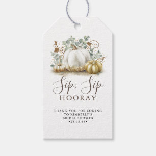 Etiqueta Para Presente Porco branco e Dourado de Pumpkin Fall Sip Hooray