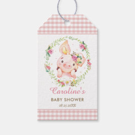Etiqueta Para Presente Porquinho Fofo Rosa Floral Chá de Bebê Aniversário