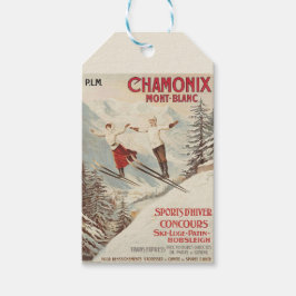Etiqueta Para Presente Poster de Esqui Francês Chamonix Mont Blanc Vintag