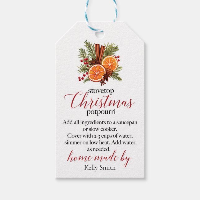 Etiqueta Para Presente Pote de Aromas de Natal na Panela (Frente)