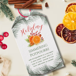 Etiqueta Para Presente Pote de Simmering Potpourri de Natal com folhas de