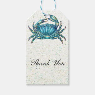 Etiqueta Para Presente Praga Moderna Blue Crab Starfish Favor do Mar