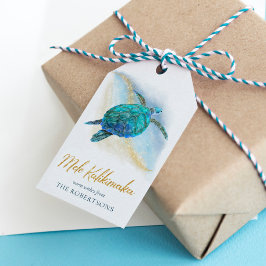 Etiqueta Para Presente Praia da Tartaruga Costeira Mele Kalikimaka