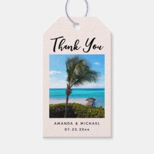 Etiqueta Para Presente Praia Tropical Cênica Árvore de Palmeira Ventosa O