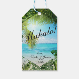 Etiqueta Para Presente Praia Tropical Folhas de Palmeira Casamento Ilha d