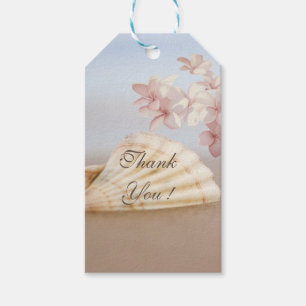 Etiqueta Para Presente Praia Tropical Romântica Concha, Plumeria