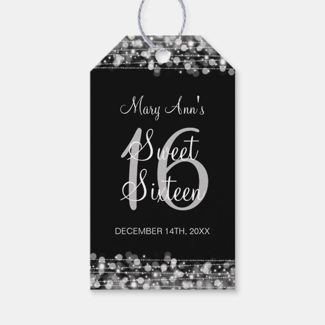 Etiqueta Para Presente Prata de 16 Festas de aniversário Doce (Frente)
