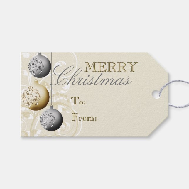 Etiqueta Para Presente Prata e Dourado Natal Festivo (Frente (horizontal))