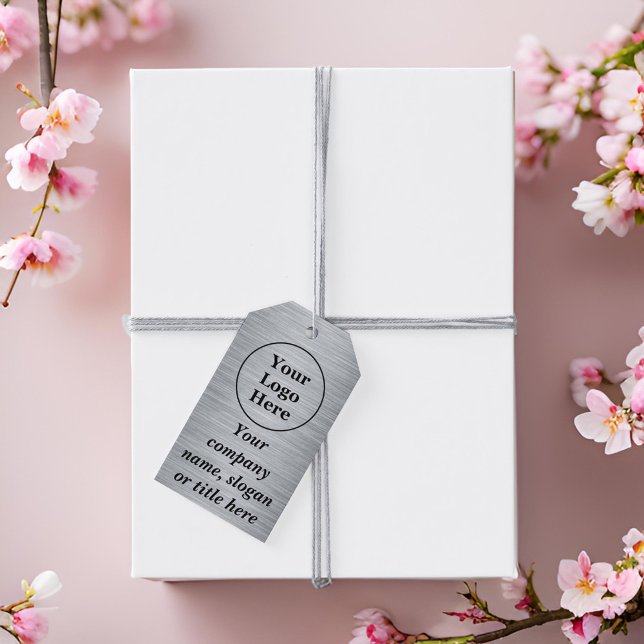 Etiqueta Para Presente Prata metálica elegante (Criador carregado)