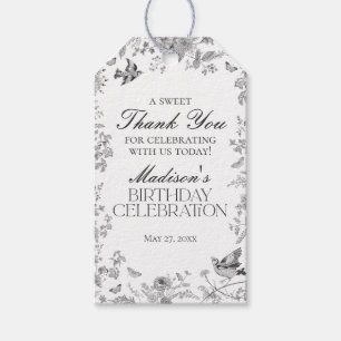 Etiqueta Para Presente Prefeito da Festa de aniversário Floral Black Toil