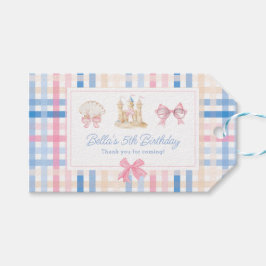 Etiqueta Para Presente Preppy Seashell Sandcastle Pastel Gingham