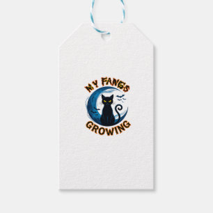 Etiqueta Para Presente Presas Crescentes Gato Preto de Halloween Morcegos