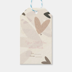 Etiqueta Para Presente Presente Chic Corações Rosa e Taupe para Chá de No