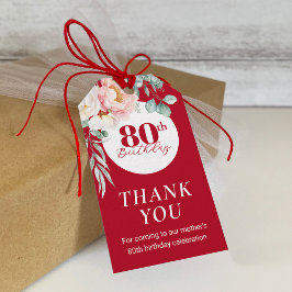 Etiqueta Para Presente Presente de aniversário com Peony em Vermelho