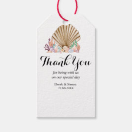 Etiqueta Para Presente Presente de casamento na praia de Coral e Conchas