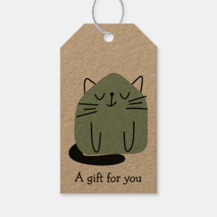 Etiqueta Para Presente Presente de Gato Doodle Verde Personalizado Para V