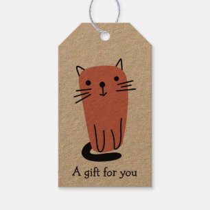 Etiqueta Para Presente Presente de Gato Doodle Vermelho para Você Persona