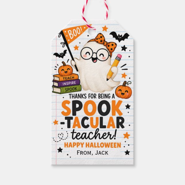 Etiqueta Para Presente Presente de Halloween para Professores Espetacular (Frente)